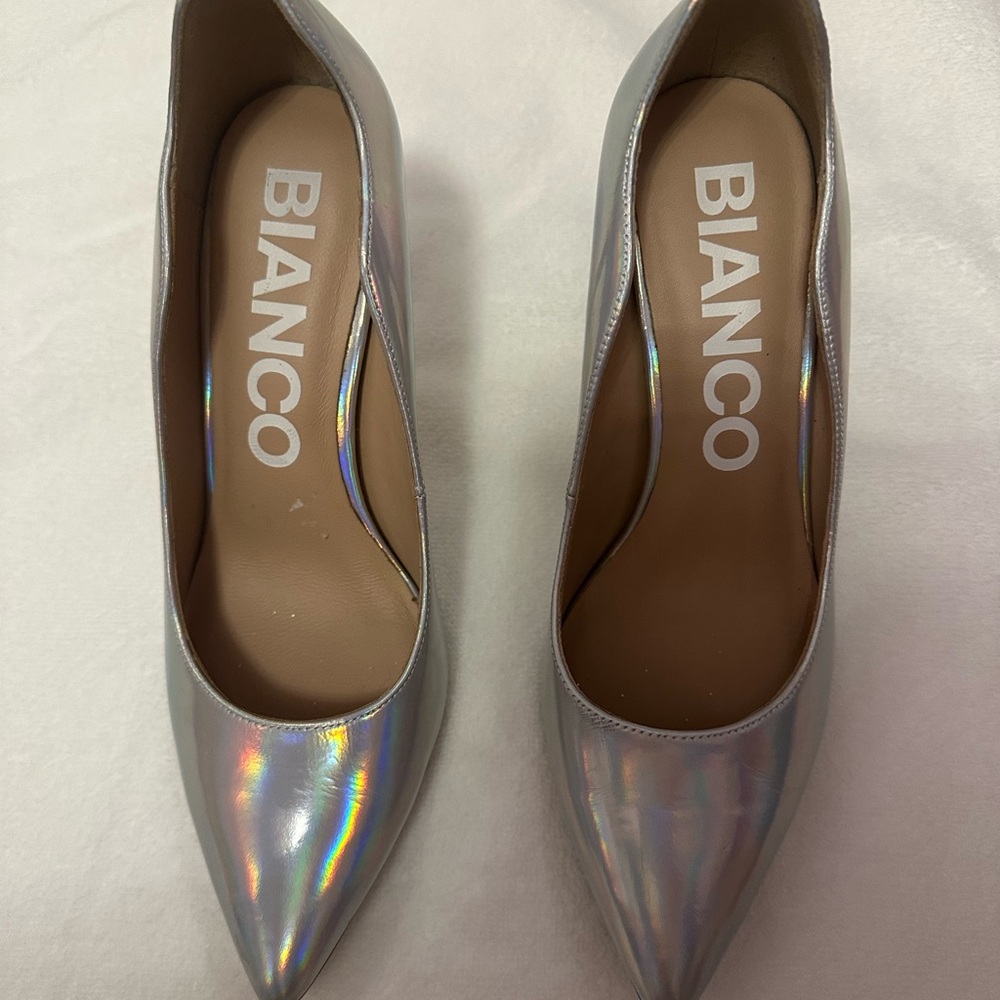 Bianco silver Holographic 3 inch heels